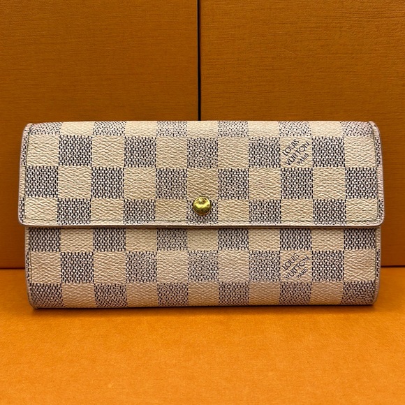 10273 Louis Vuitton Damier Azur Portefeuille Sarah Long Bifold Wallet - Picture 2 of 14